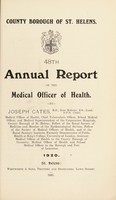 view [Report 1920] / Medical Officer of Health, St Helens County Borough.