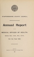 view [Report 1920] / Medical Officer of Health, Staffordshire County Council.