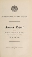 view [Report 1926] / Medical Officer of Health, Staffordshire County Council.