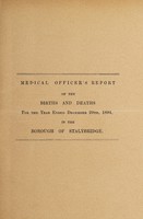 view [Report 1894] / Medical Officer of Health, Stalybridge Borough.