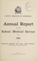 view [Report 1926] / School Medical Officer of Health, Stockport County Borough.