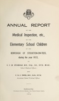 view [Report 1933] / School Medical Officer of Health, Stockton-on-Tees Borough.