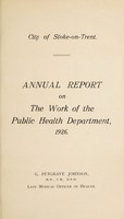 view [Report 1926] / Medical Officer of Health, Stoke-upon-Trent Borough.