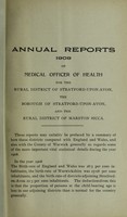 view [Report 1909] / Medical Officer of Health, Stratford-upon-Avon Borough, Stratford-upon-Avon R.D.C., Marston Sicca R.D.C.