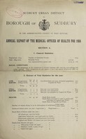 view [Report 1938] / Medical Officer of Health, Sudbury U.D.C. or Borough.