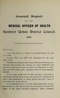 view [Report 1920] / Medical Officer of Health, Sunbury-on-Thames U.D.C.