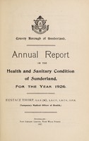 view [Report 1926] / Medical Officer of Health, Sunderland County Borough.