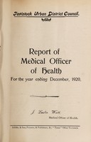 view [Report 1920] / Medical Officer of Health, Tavistock U.D.C.