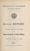 view [Report 1920] / School Medical Officer of Health, Todmorden Borough.