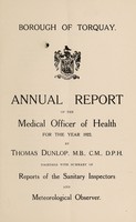 view [Report 1922] / Medical Officer of Health, Torquay Borough.