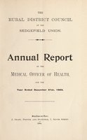 view [Report 1903] / Medical Officer of Health, Sedgefield (Union) R.D.C.