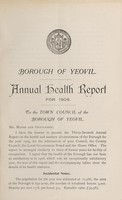 view [Report 1909] / Medical Officer of Health, Yeovil U.D.C. / Borough.