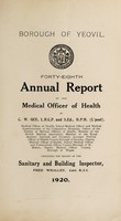 view [Report 1920] / Medical Officer of Health, Yeovil U.D.C. / Borough.