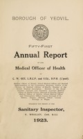 view [Report 1923] / Medical Officer of Health, Yeovil U.D.C. / Borough.