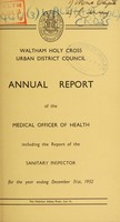 view [Report 1952] / Medical Officer of Health, Waltham Holy Cross U.D.C.