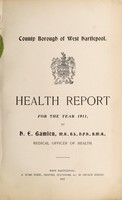 view [Report 1911] / Medical Officer of Health, West Hartlepool County Borough.