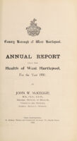 view [Report 1931] / Medical Officer of Health, West Hartlepool County Borough.