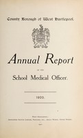 view [Report 1920] / School Medical Officer of Health, West Hartlepool County Borough.