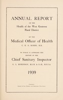 view [Report 1939] / Medical Officer of Health, West Kesteven R.D.C.