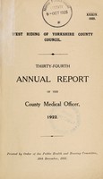 view [Report 1922] / Medical Officer of Health, West Riding of Yorkshire County Council.