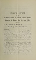 view [Report 1920] / Medical Officer of Health, Whitby U.D.C.