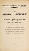 view [Report 1920] / Medical Officer of Health, Wigan County Borough.