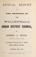 view [Report 1913] / Medical Officer of Health, Willenhall U.D.C.