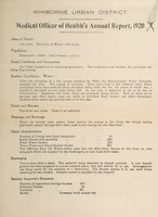 view [Report 1920] / Medical Officer of Health, Wimborne U.D.C.