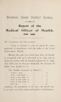 view [Report 1900] / Medical Officer of Health, Wivenhoe U.D.C.