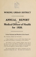 view [Report 1926] / Medical Officer of Health, Woking U.D.C.