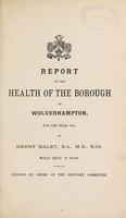 view [Report 1884] / Medical Officer of Health, Wolverhampton County Borough.