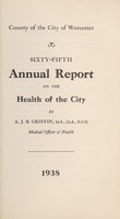 view [Report 1938] / Medical Officer of Health, Worcester City.