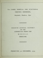 view Eighth annual report to the committee from the medical director : presented 31st December, 1929 / The Cassel Hospital for Functional Nervous Disorders.