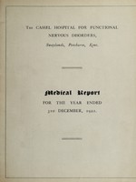 view Medical report for the year ended 31st December, 1922 / The Cassel Hospital for Functional Nervous Disorders.