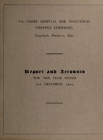 view Report and accounts for the year ended 31st December, 1929 / The Cassel Hospital for Functional Nervous Disorders.