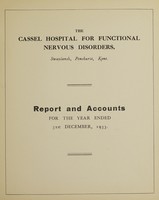 view Report and accounts for the year ended 31st December, 1933 / The Cassel Hospital for Functional Nervous Disorders.