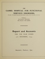 view Report and accounts for the year ended 31st December, 1934 / The Cassel Hospital for Functional Nervous Disorders.