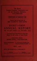 view Eighty-first annual report : for the year ending December 31st, 1939 / Royal Eastern Counties' Institution Ltd.