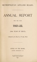 view Annual report for the year 1921-22 : (24th year of issue) / Metropolitan Asylums Board.