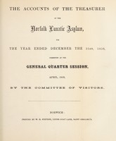 view The accounts of the treasurer of the Norfolk lunatic asylum for the year ended December the 31st, 1858 : presented at the general quarter session, April, 1859, by the Committee of Visitors / [Norfolk Lunatic Asylum].