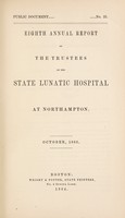 view Eighth annual report of the Trustees of the State Lunatic Hospital at Northampton : October, 1863.