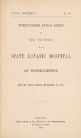 view Twenty-fourth annual report of the Trustees of the State Lunatic Hospital at Northampton, for the year ending September 30, 1879.