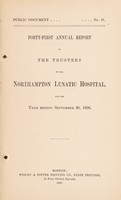 view Forty-first annual report of the Trustees of the Northampton Lunatic Hospital, for the year ending September 30, 1896.