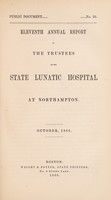 view Eleventh annual report of the Trustees of the State Lunatic Hospital at Northampton : October, 1866.