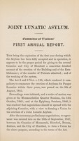 view First annual report of the joint lunatic asylum for the counties of Monmouth, Hereford, Brecon, Radnor, and city of Hereford.