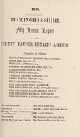 view Fifth annual report on the County Pauper Lunatic Asylum / Buckinghamshire County Pauper Lunatic Asylum.