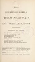 view Thirtieth annual report on the County Pauper Lunatic Asylum / Buckinghamshire County Pauper Lunatic Asylum.