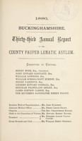 view Thirty-third annual report on the County Pauper Lunatic Asylum / Buckinghamshire County Pauper Lunatic Asylum.