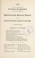 view Thirty-fourth annual report on the County Pauper Lunatic Asylum / Buckinghamshire County Pauper Lunatic Asylum.