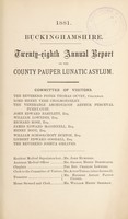 view Twenty-eighth annual report on the County Pauper Lunatic Asylum / Buckinghamshire County Pauper Lunatic Asylum.